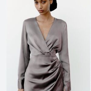 Elegant Gray Wrap Dress